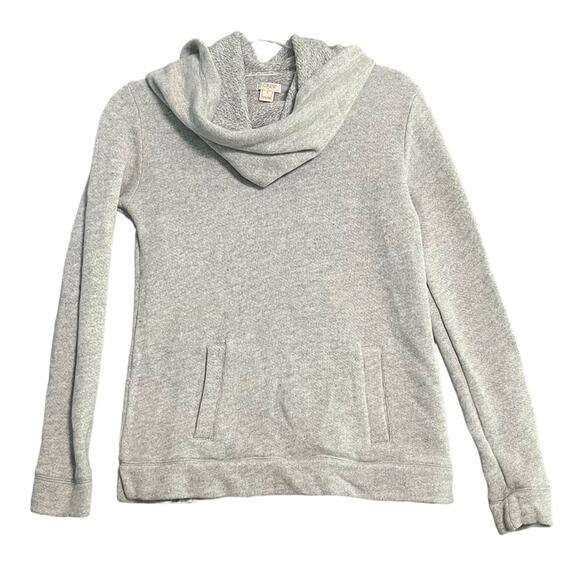 J. Crew Funnelneck Sweatshirt Womens Size Small Gray Front Pockets Simple Casual - Picture 1 of 7